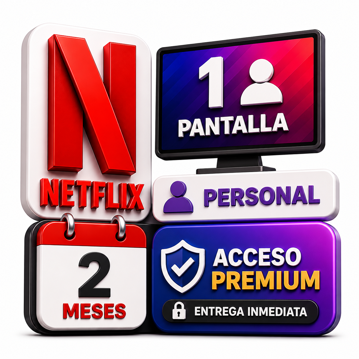 NETFLIX 1 PANTALLA 2 MESES 