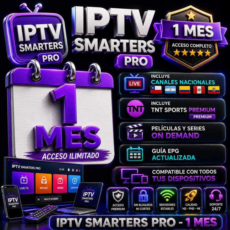 TELEVISION IPTV SMARTERS PRO 1 MES