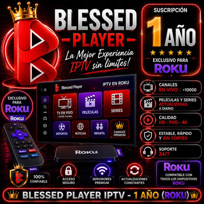 TELEVISION IPTV PARA ROKU 1 AÑO