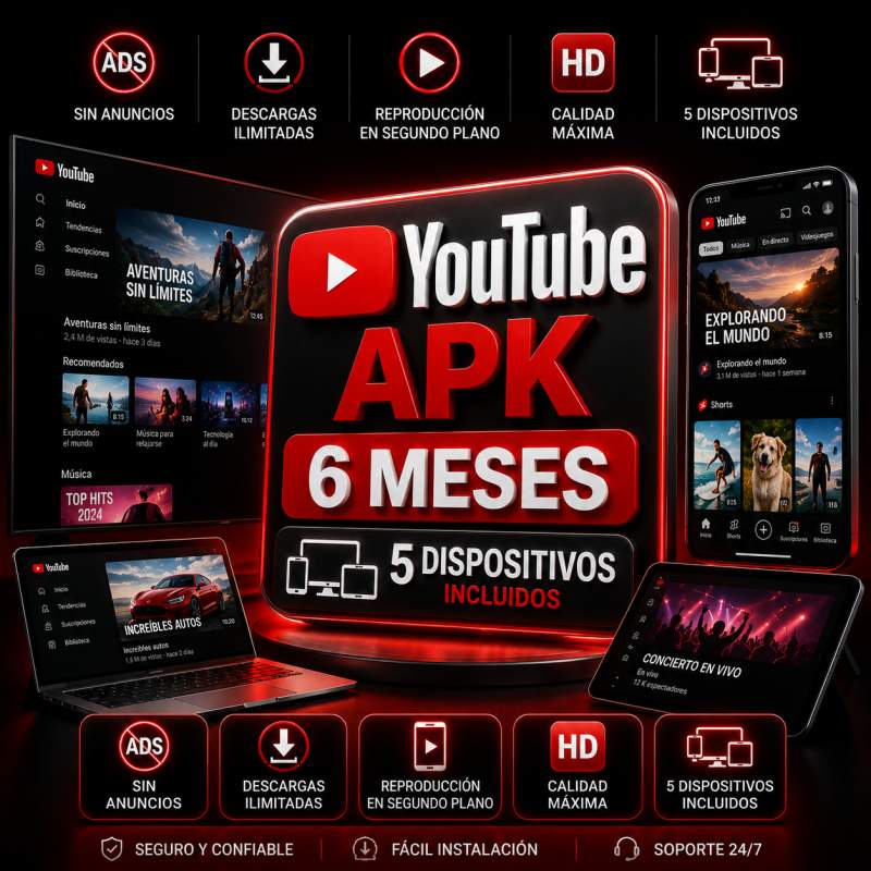 YOUTUBE APK 5 DISPOSITIVOS 6 MESES